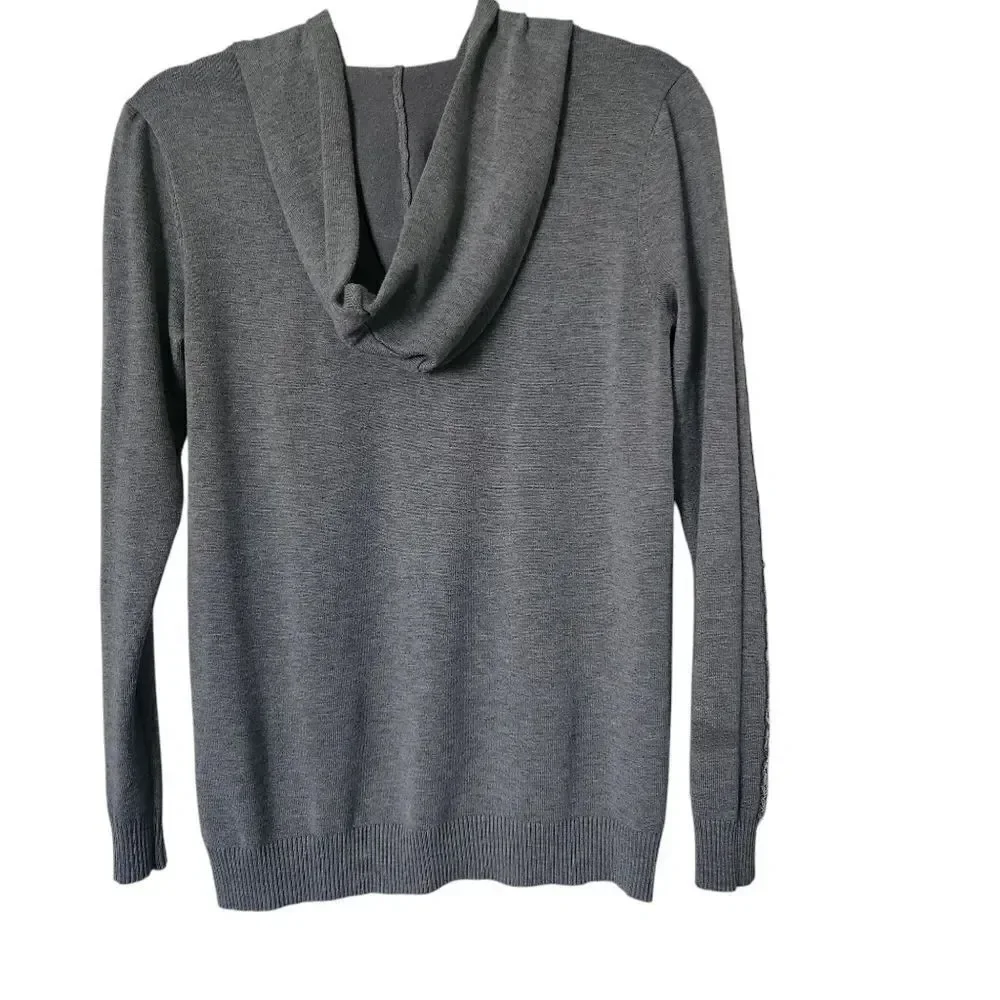 A Love Story Hooded Sequined Detail Gray Sweater Size Small